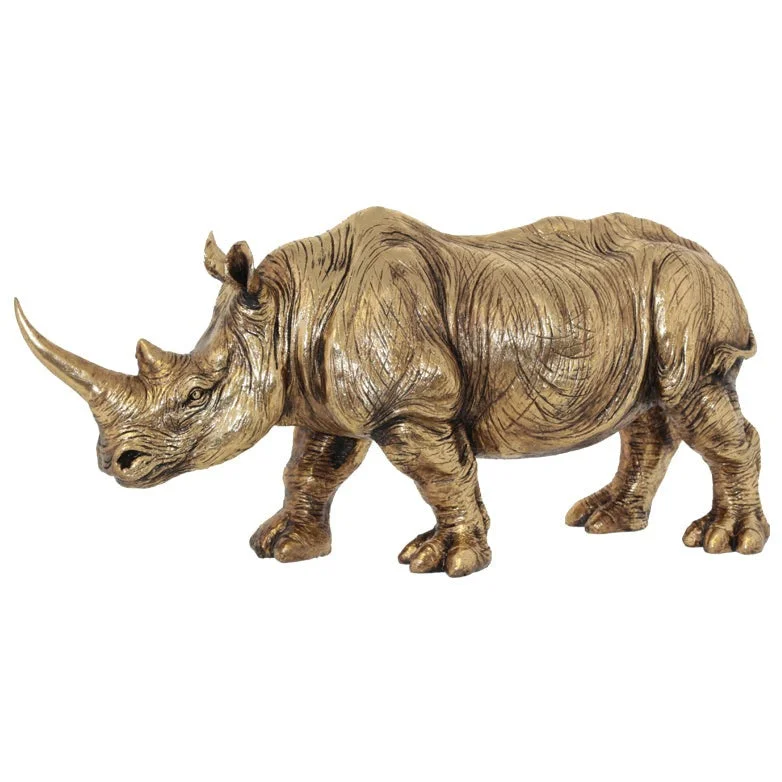 Gold Rhino Sculpture (59 cm)