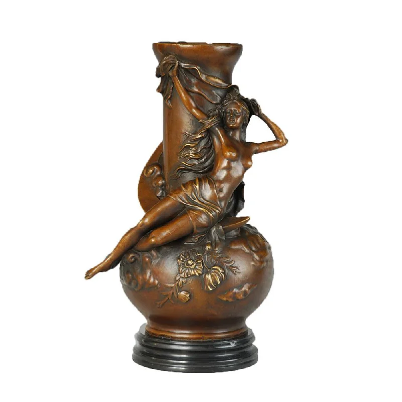 Hand-made Artwork Bronze Moon Beauty Vase Art Sculpture TPE-663