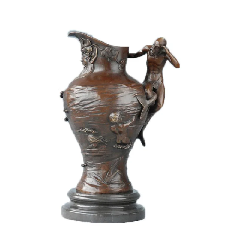 Hand-made Artwork Bronze Myth Old Man Vase Art Sculpture TPE-658