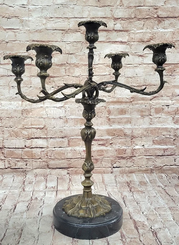 Handcrafted Milo Bronze Candelabra: Victorian Style Sculpture for Dinning Room Decor