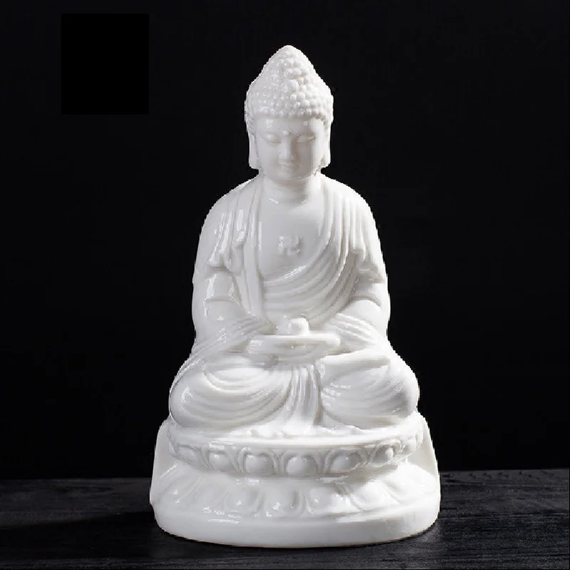 Handmade Ceramic Buddha Statue | Gautama Sakyamuni Buddha Ornaments | Dhyana Mudra | Mindful Gift | Meditation