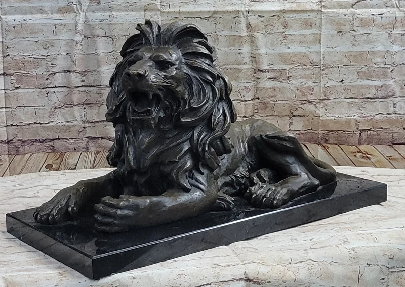 King of the Jungle Bronze Lion Sculpture: Collector`s Edition by Barye Figure