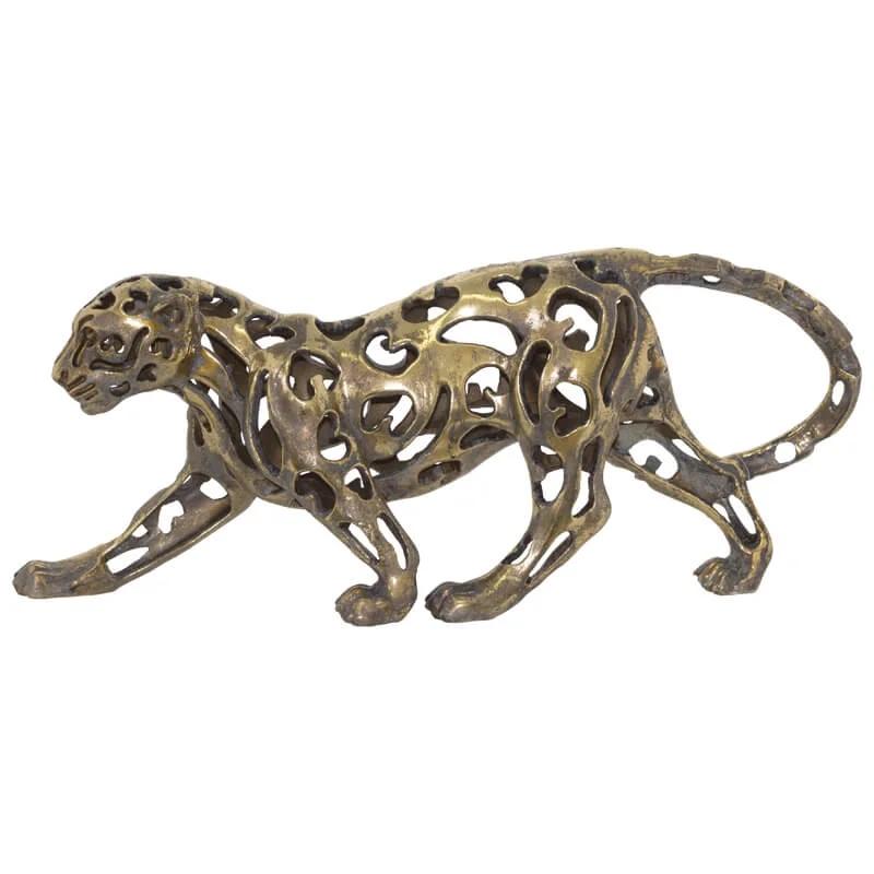 Leopard Ant. Gold Statue (61 cm)