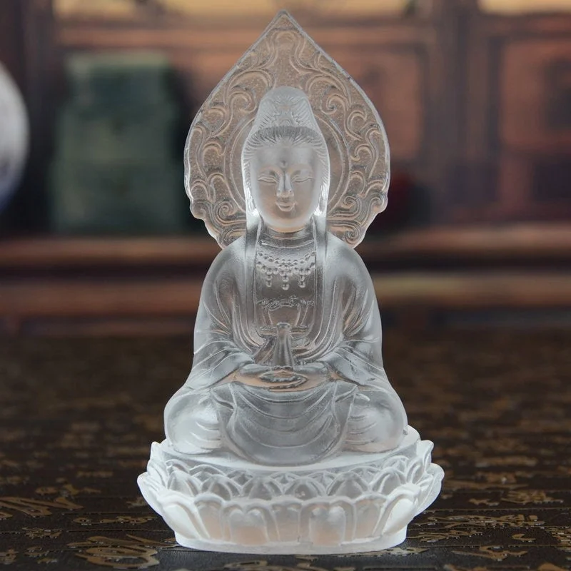 Liu Li Guan Yin Statue Ornament | Spiritual Religion | Gifting for him or her | Goddess of Compassion | Crystal Art | Buddha Decoration