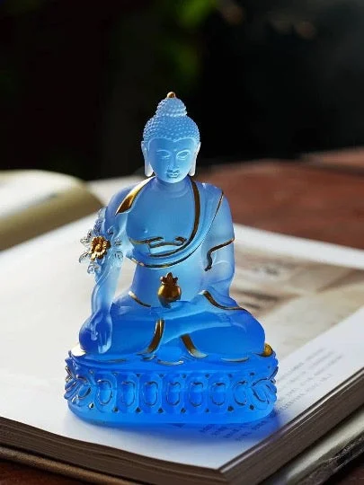 Liu Li Medicine Buddha | Bhalsajyaguru | Liu li Glass Sculputre Ornaments