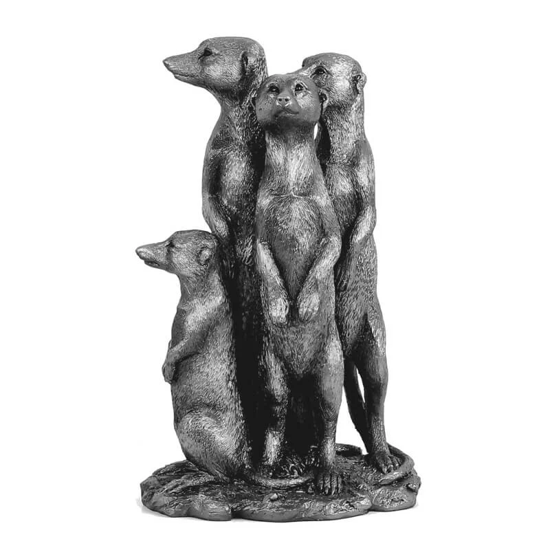 Meerkat Family (Silver) 25 x 15 cm