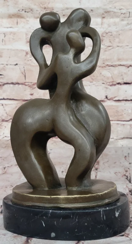 Modern Bronze Dancer Couple Sculpture Signed Original Abstract Home Decor Figurine