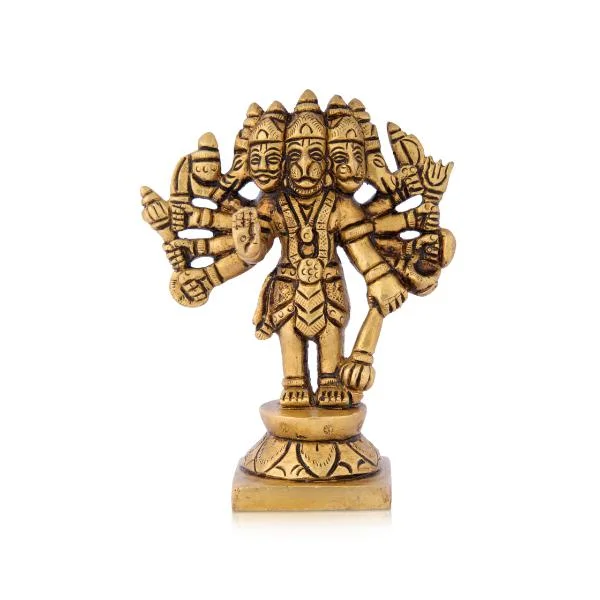 Panchamuga Hanuman - 4 Inches | Anjaneya Statue/ Antique Brass Statue/ Hanuman Murti for Pooja