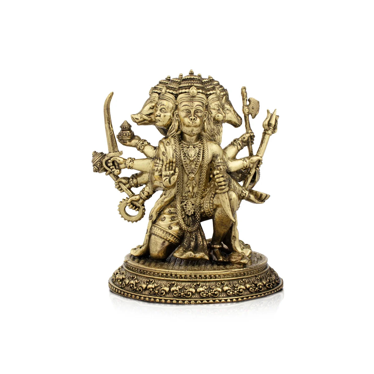 Panchmukhi Hanuman Statue - 4 x 3.75 Inches | Brass idol/ Panchamukha Hanuman Idol for Pooja