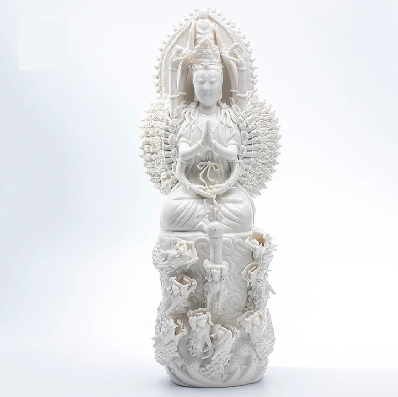 Porcelain Thousand-Armed Guanyin Bodhisattva Statue | Mindful Gift | Meditation | Buddha Statue