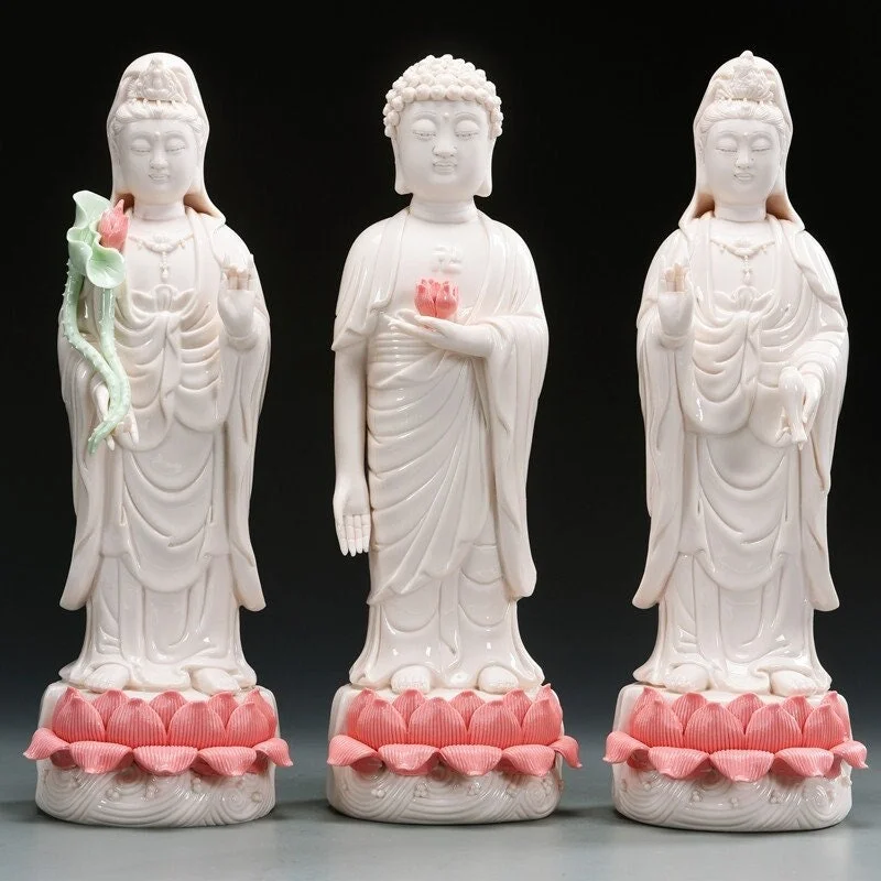 Porcelain Three Saints of the West Buddha Statue | Meditation | Oriental Decoration | Gift for him or her | Buddha Decoration | Altar