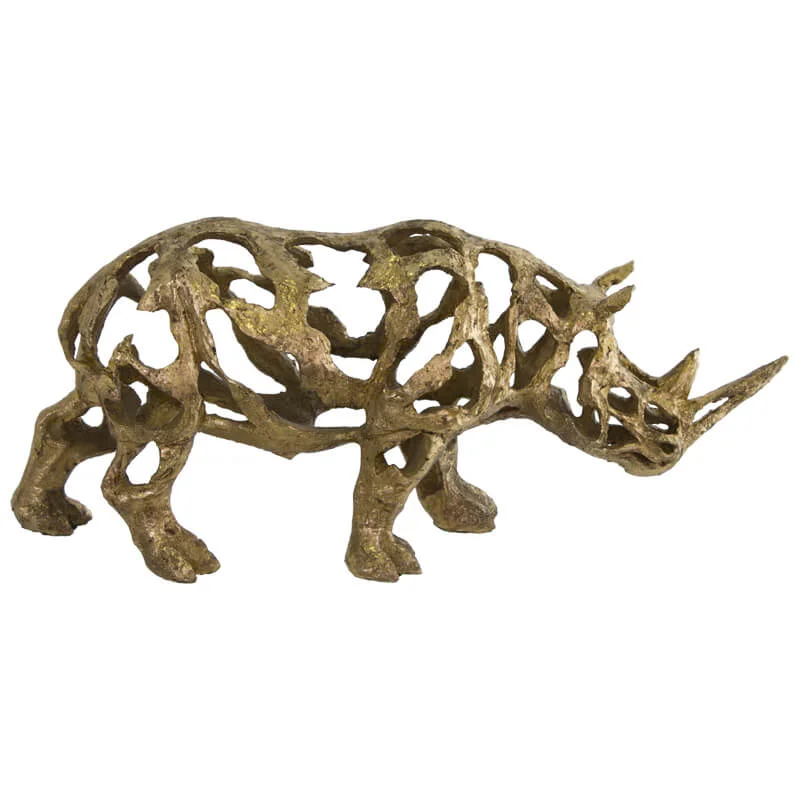 Rhino Sculpture (Antique Gold) 50 cm