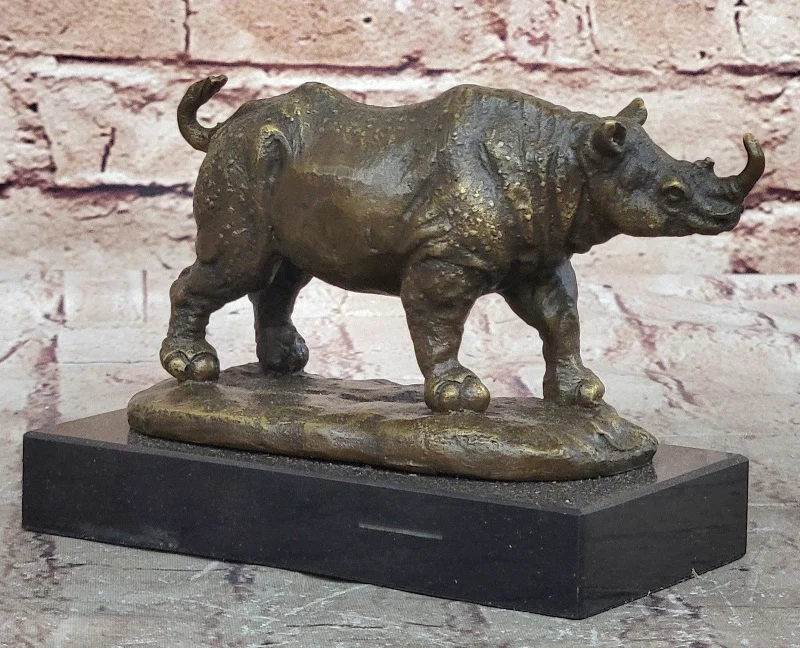 Salvador Dali Signed Rhino Bronze Statue Wildlife Sculpture Hot Cast Art Decor