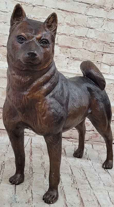 Collector Edition Bronze Shiba Inu Dog Statue: Handcrafted by Mogniez