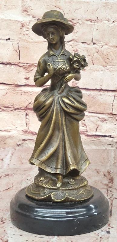 Victorian Woman Bronze Sculpture with Long Dress by Milo Classic Decor Gift