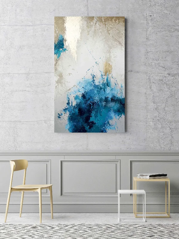 Blue Gold Gray Beige Brown Painting Canvas Living Room Home Wall Decor