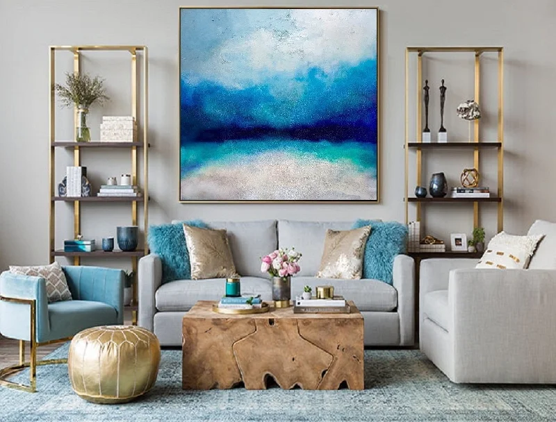 Blue Sky Landscape Abstract Painting Large Wall Sea Painting Dp096