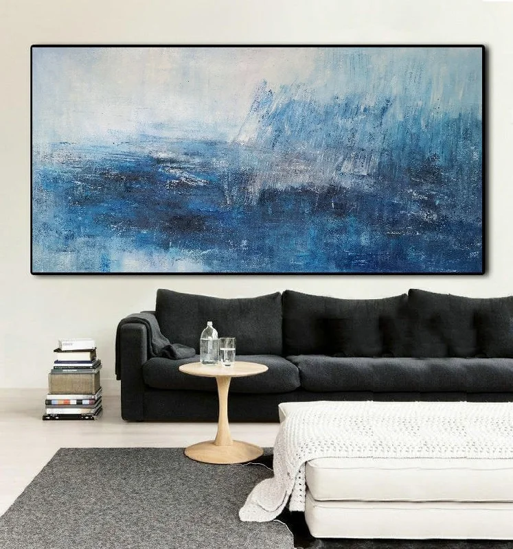 Blue White Abstract Painting,Abstract Painting Large Works of Art Dp123