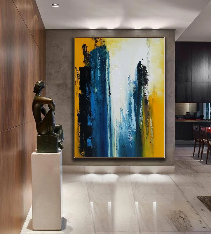 Blue White Yellow Abstract Painting Living Room Art Np039