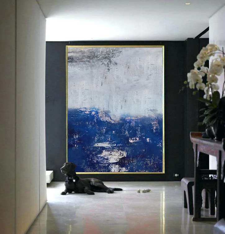 Deep Blue Abstract Painting Canvas Art Large Size Np058