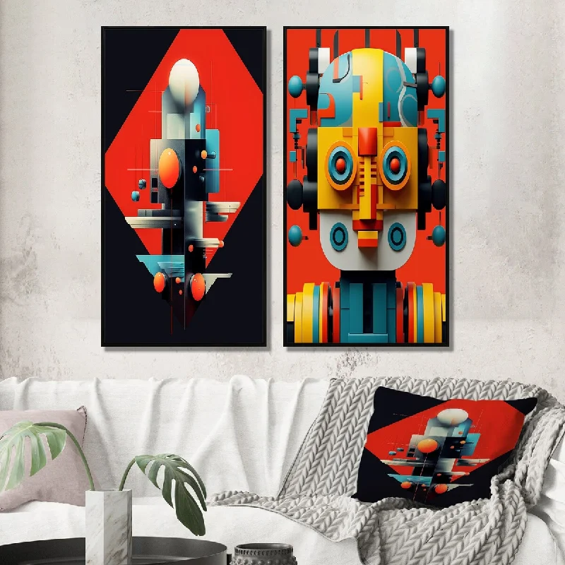 Designart "Alien Awareness Geometry Of Color II" Modern Geometric Wall Art Décor Modern Canvas Set For Living Room Decor