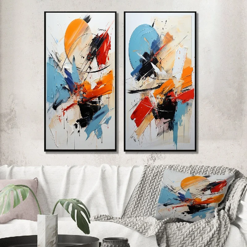 Designart "Cerulean Passenger Of Fragile Wisdom Abstract III" Abstract Painting Canvas Set Of 2 For Living Room Decor