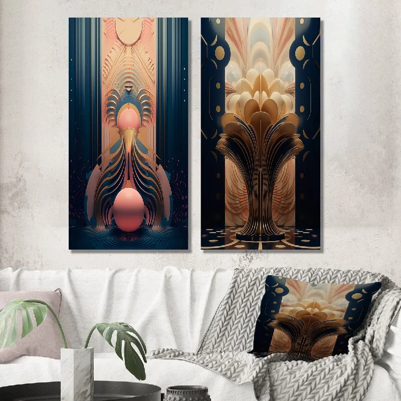 Designart "Geometry Of Consciousness Contemporary" Modern Geometric Wall Art Set of 2 - Modern Wall Art For Bedroom