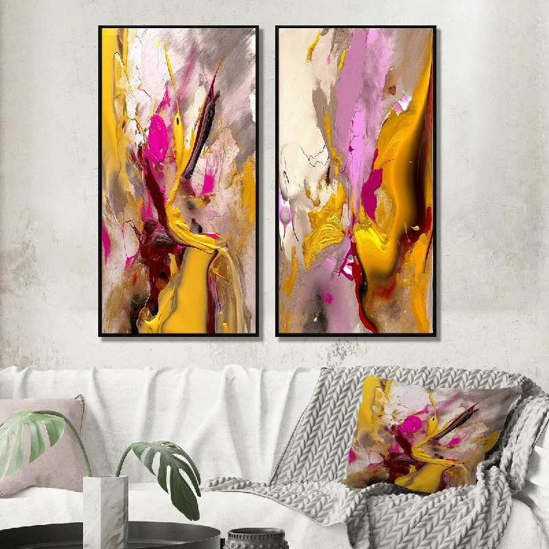 Designart "Luscious Interlude Of Divine Secrets Abstract III" Abstract Painting Gallery Set Of 2 For Office Decor