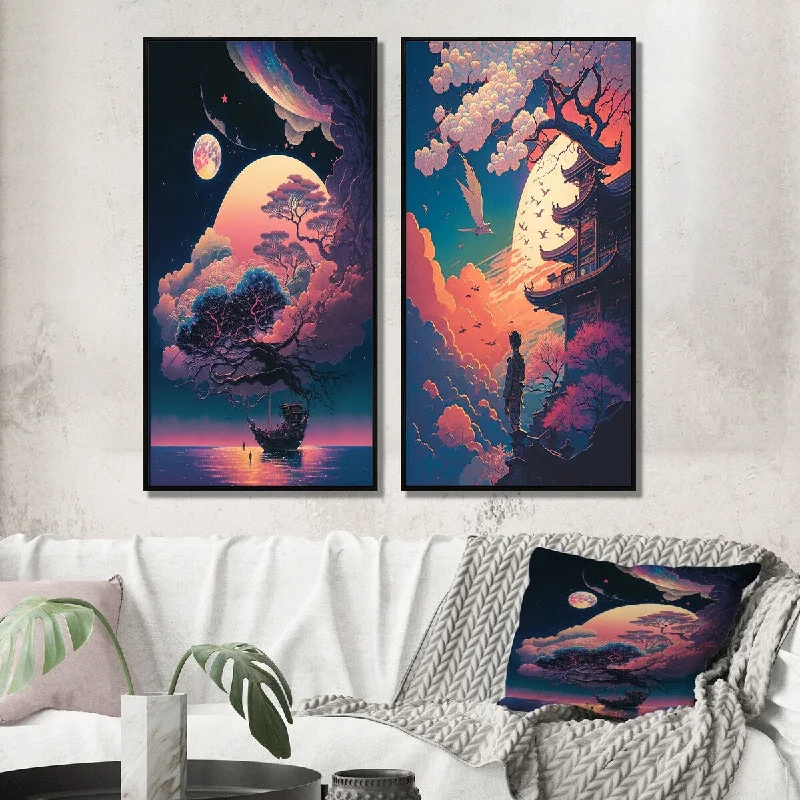 Designart "Magic Mythical Visions Of Ancient Legends III" Abstract Framed Wall Art Modern For Living Room Decor