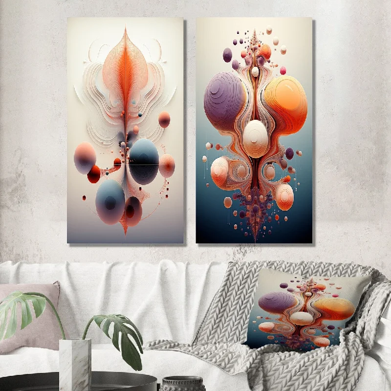 Designart "Metamorphosis Abstract Geometric Multiverse I" Abstract Wall Art Set of 2 Gallery Set For Living Room Decor