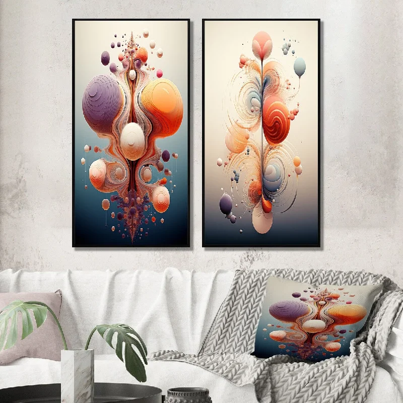 Designart "Metamorphosis Interior Design Retrofuturistic" Abstract Shapes Framed Gallery Set For Office Decor