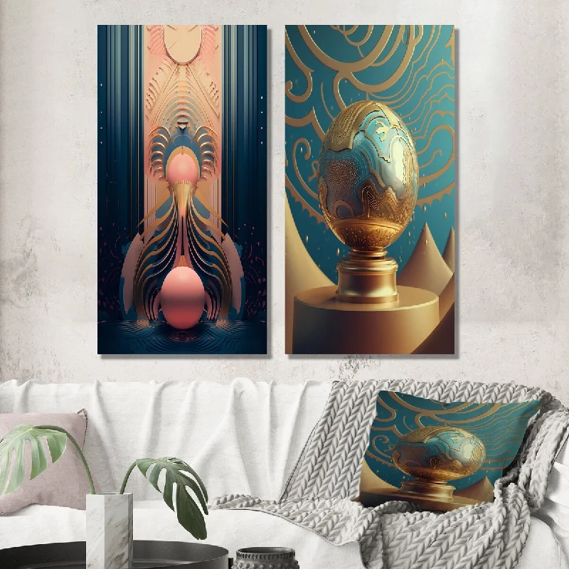 Designart "Minimalism The Dawn Of New Time Awareness II" Modern Geometric Wall Art Set of 2 - Modern For Office Decor