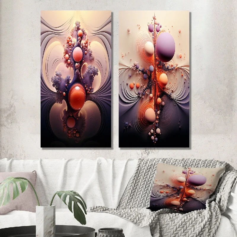 Designart "Multiverse Abstract Geometric Metamorphosis VII" Abstract Wall Set of 2 - Transitional Wall Art For Bedroom