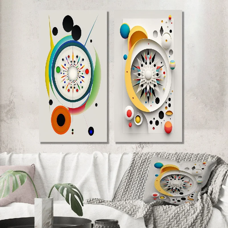 Designart "Rebirth Retro Geometry Of Awakening I" Modern Wall Art Set of 2 Modern Gallery Wall Set For Living Room Decor