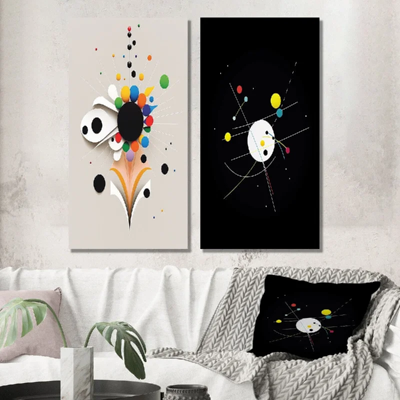 Designart "Rebirth Retro Geometry Of Awakening V" Modern Geometric Wall Art Set of 2 - Modern Wall Art For Bedroom