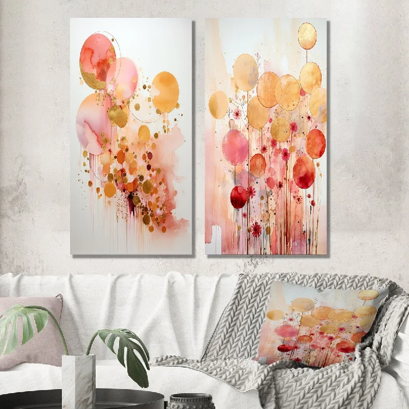 Designart "Serendipity Circular Geometry Minimalism II" Modern Geometric Wall Art Set of 2 - Modern For Office Decor