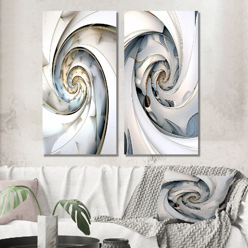 Designart "Spiral Abundance In Light Blue IV" Fractals Wall Art Set of 2 - Transitional Wall Art For Living Room Decor