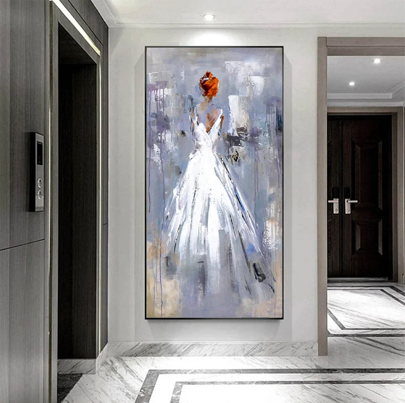 Girl Painting Oversized Wall Art Large Abstract Canvas Art Np078