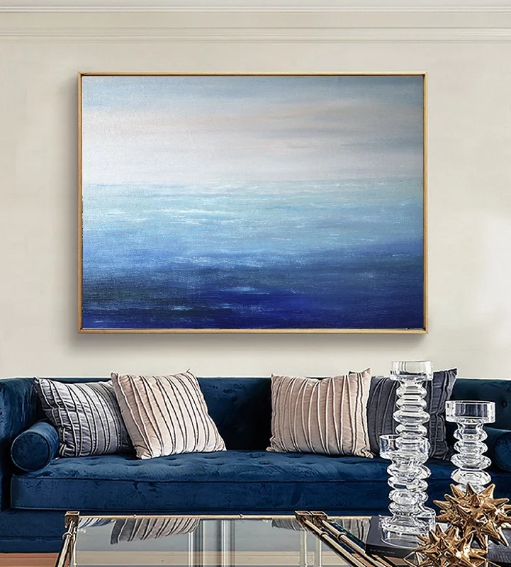 Light Blue Ocean Abstract Painting Extra Large Abstract Painting Np065