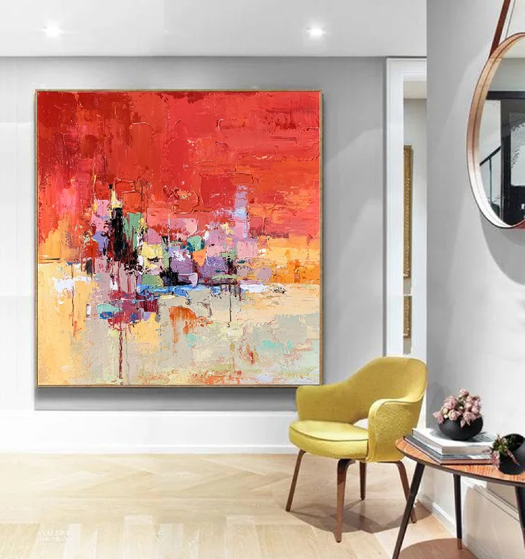 Red Abstract Painting on Canvas Colorful Abstract Painting NP053