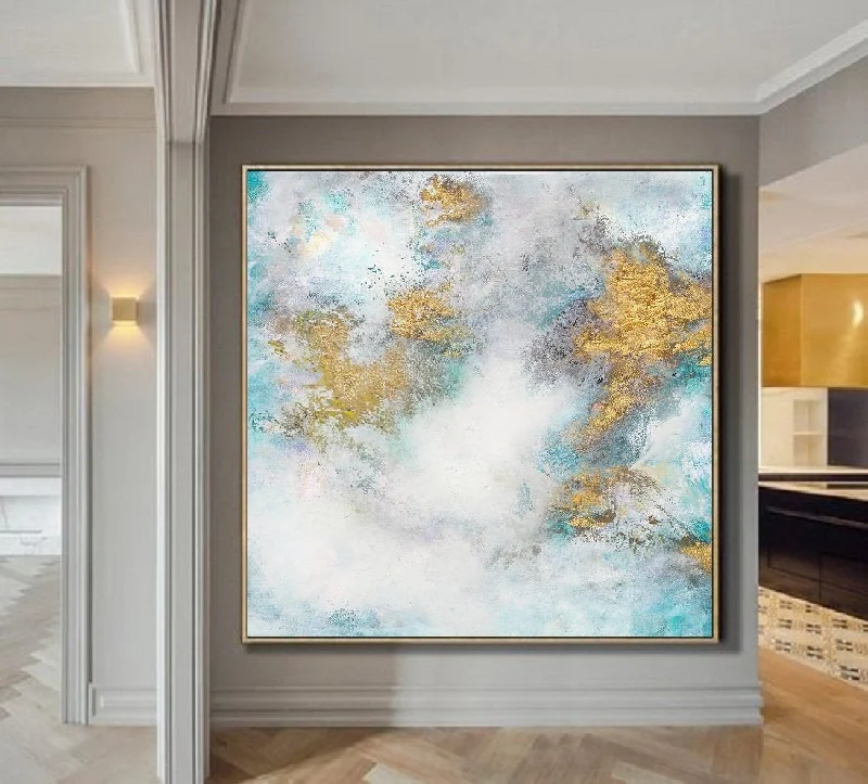 White Gold Abstract Art Oil Painting On Canvas Office Decor Dp097